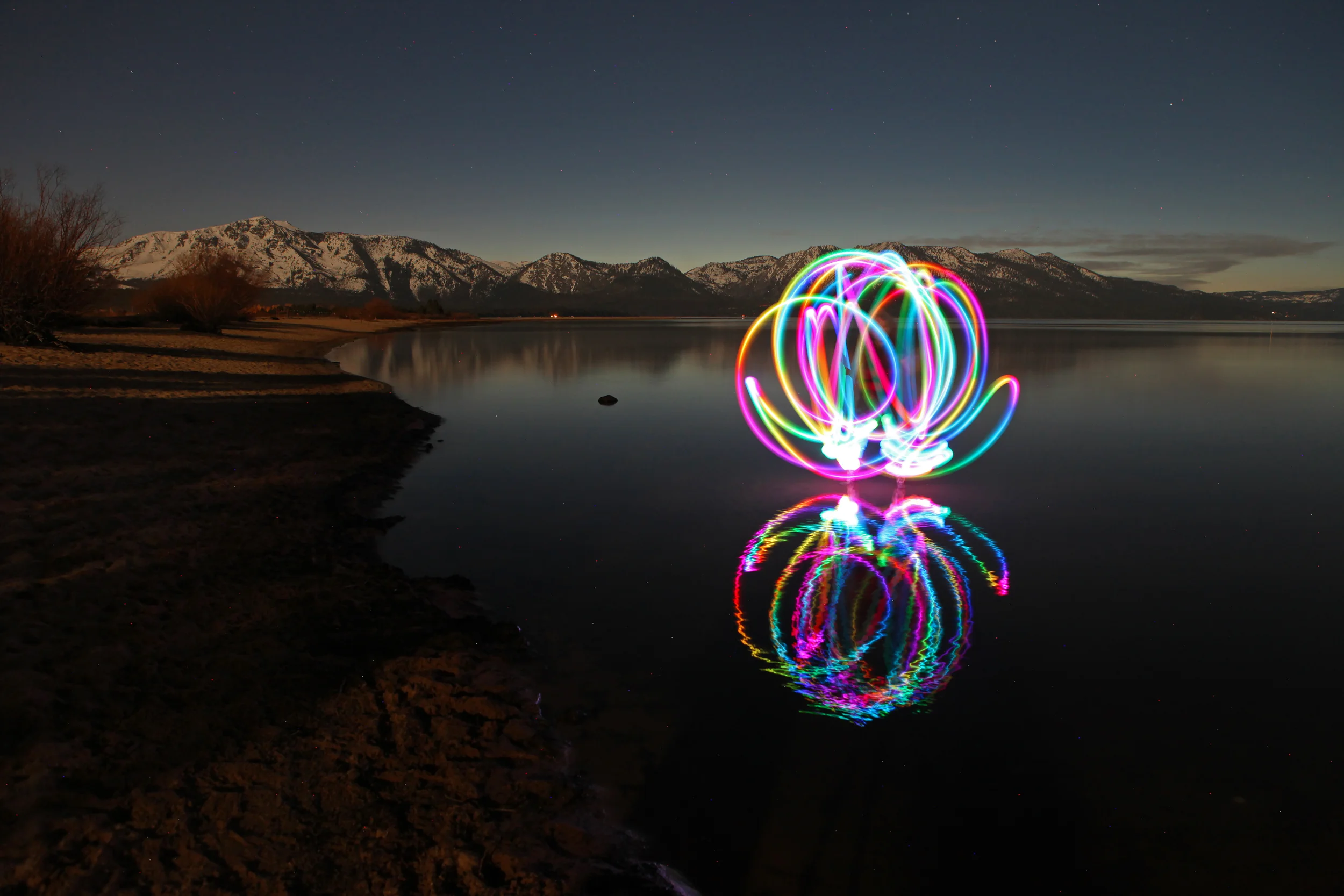 Light Painting on Lake Tahoe