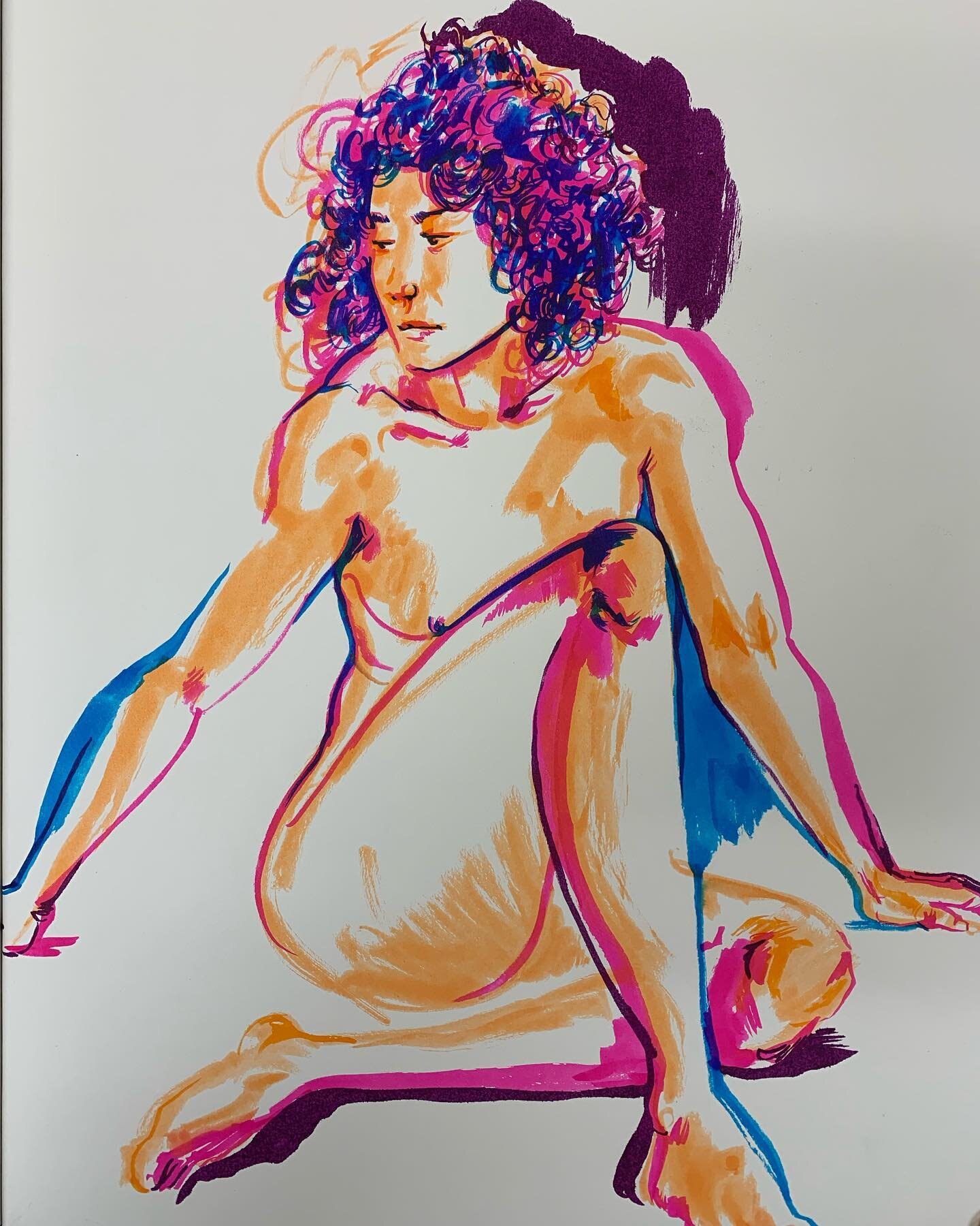 More experimenting with brushes &amp; pens w/ @lenajacksonslens 🙏🏾
.
.
#figuredrawing #sketchbook 
#sorrymsjackson #artoftheday