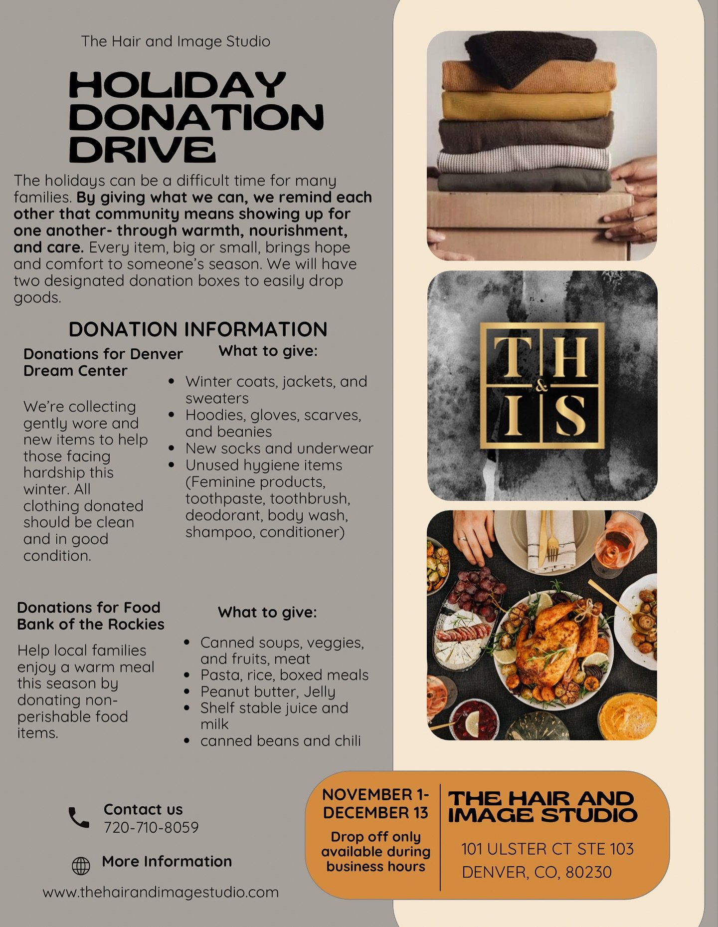 We are donating to the Denver Dream Center :
We are a community of resilient people whose lives have been redeemed by God&rsquo;s love, who share that love with others to transform and restore broken lives to wholeness.

What they need: ALL GENDERS

