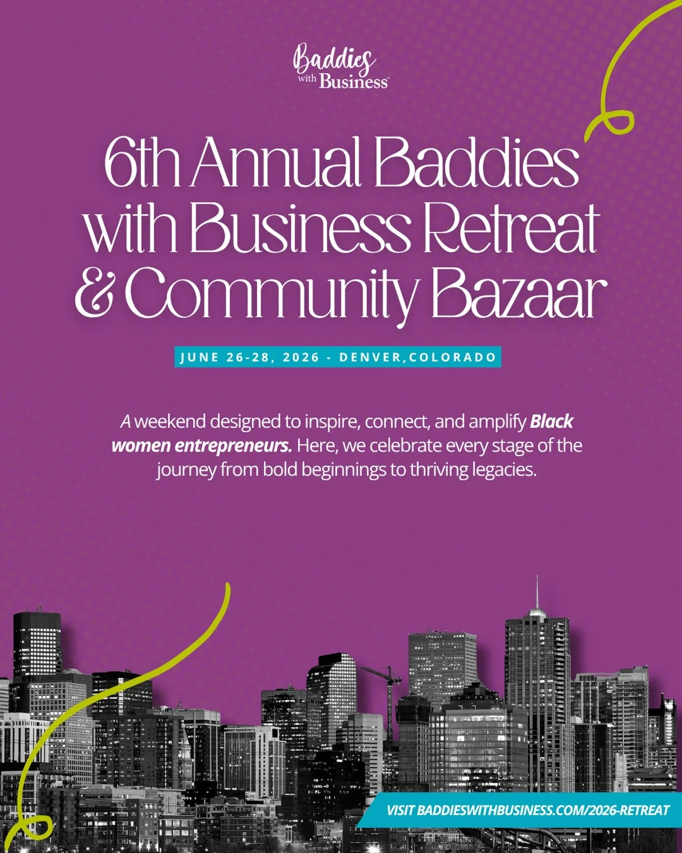 Denver! Its HAPPENING!! 

I&rsquo;ll be joining the Baddies with Business Retreat &amp; Bazaar this June for a weekend full of sisterhood, strategy, and serious glow-up energy.
Workshops, a community hike, the bazaar, and all the vibes you don&rsquo;