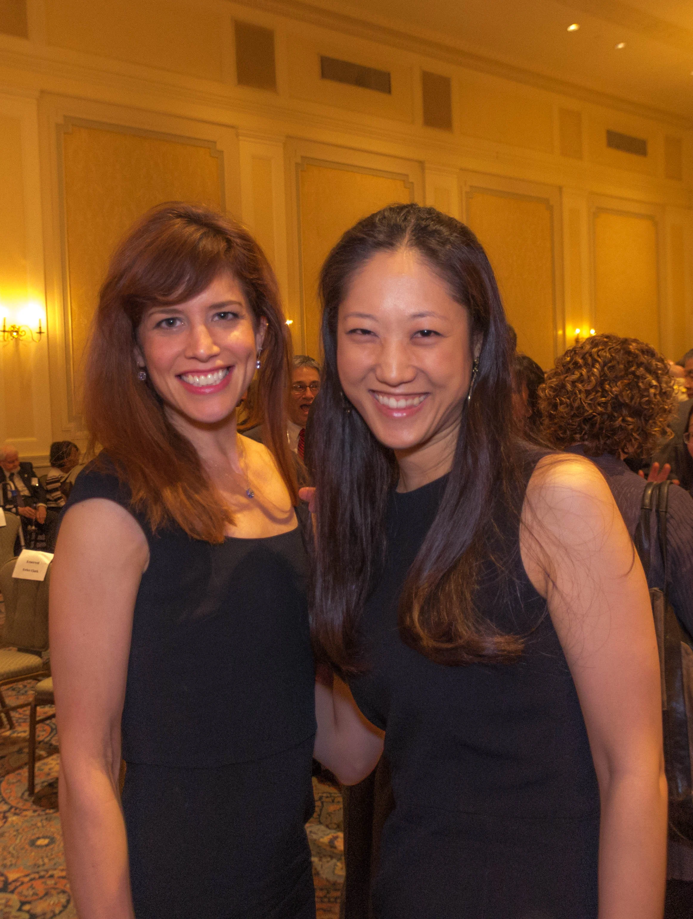 Associate Principal Second Violinist Sylvia Danburg Volpe and Violinist Catherine Ro at the New York Wagner Society award ceremony