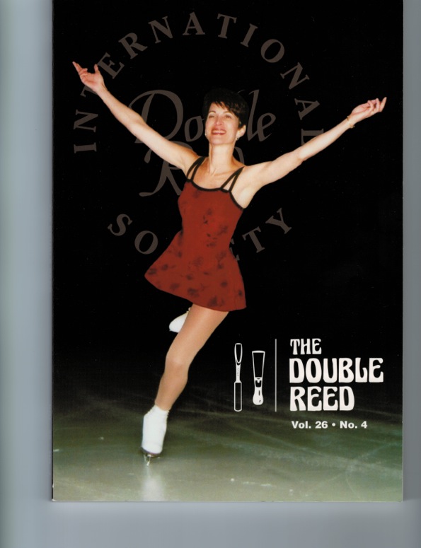 She usually wears wrist guards to protect her hands; photo © Susan Spector 2003; photo used by permission of The International Double Reed Society
