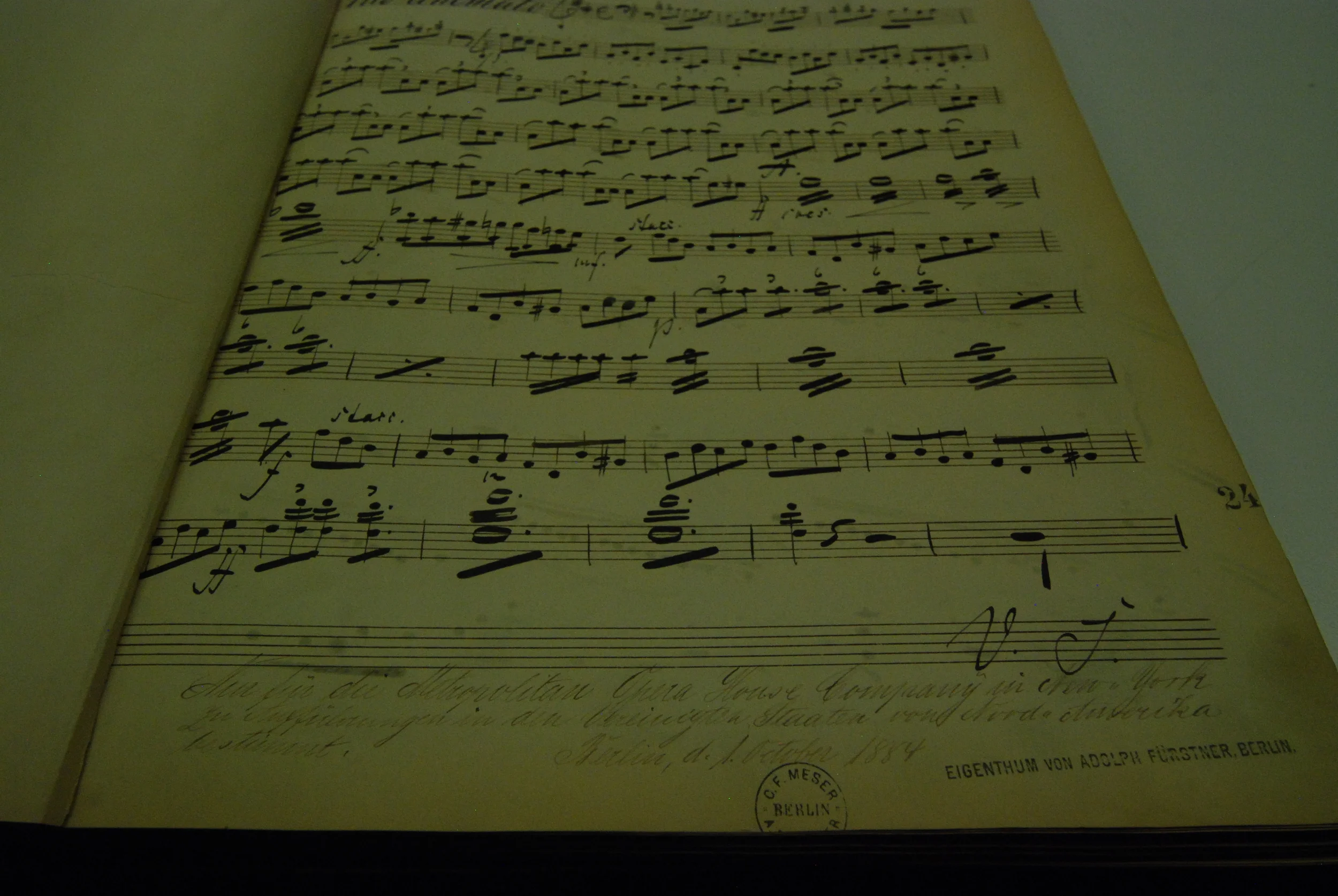 Dating from 1884, this Rienzi part was hand-engraved in Berlin for use by the Metropolitan Opera.