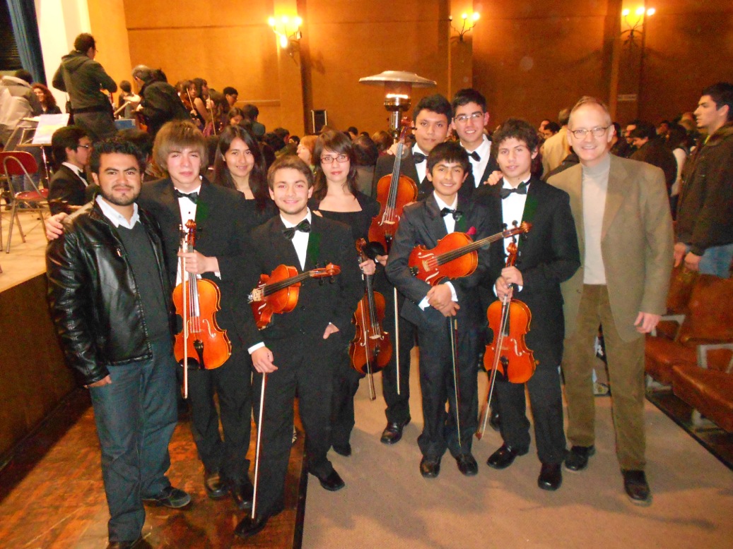 Craig with the viola section of the Jorge Peña Hen Youth Orchestra in Chile