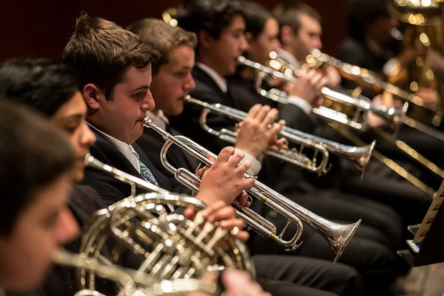 the GWYOA Youth Symphony in rehearsal at Avery Fisher Hall, May 2014; photo by Bob Plotkin