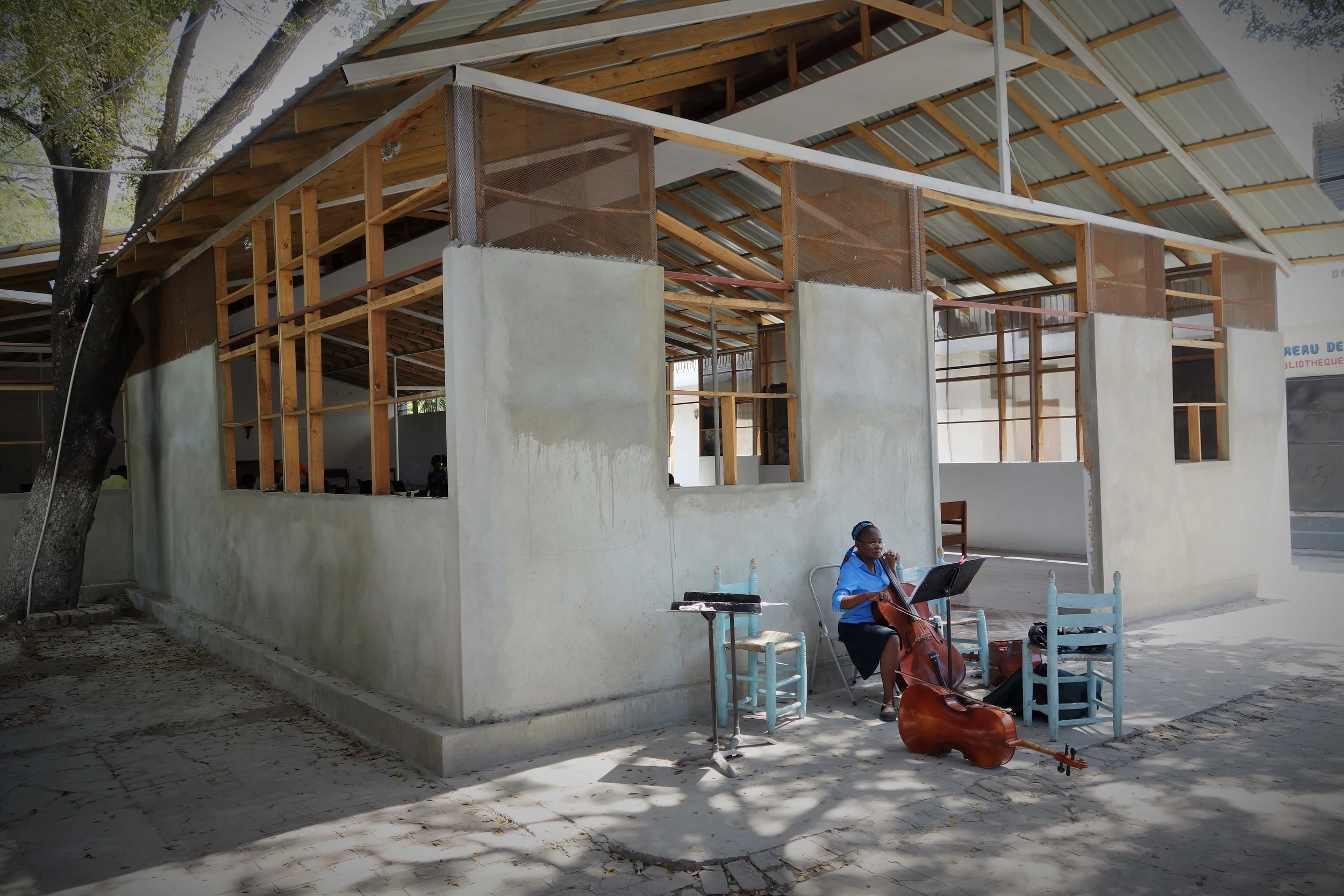 The school's new facilities were teeming with students and teachers. Students could be seen practicing almost anywhere.