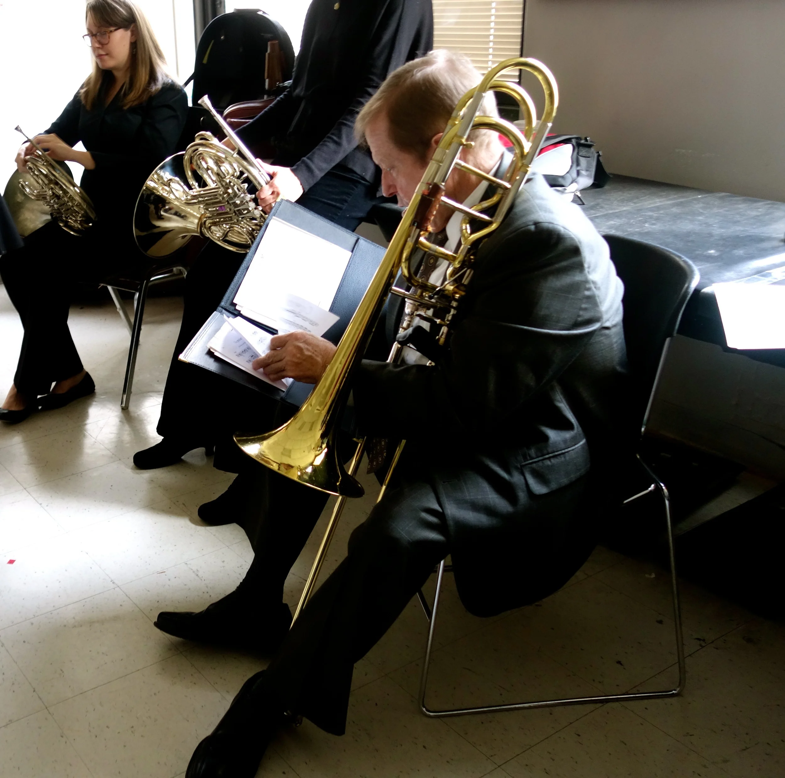  Steve Norrell studies his music.