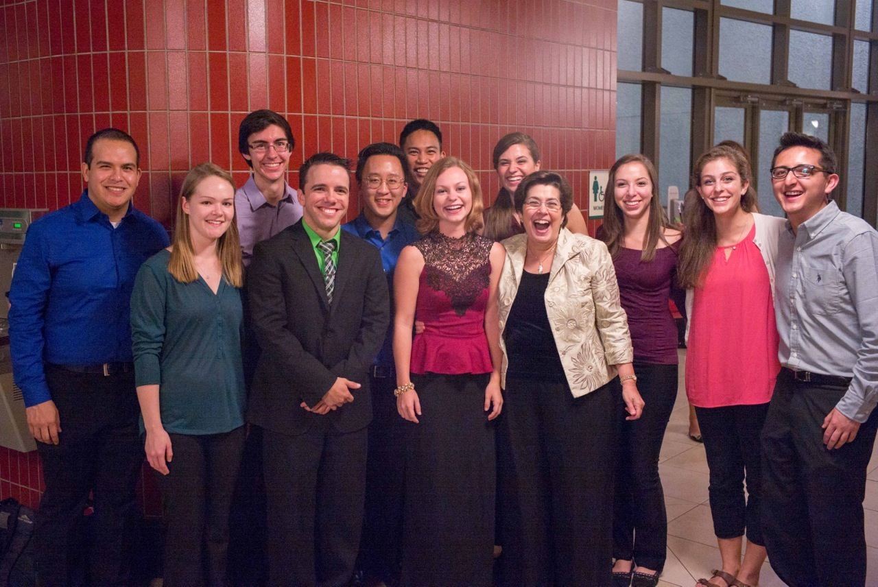 With students after a Frost Flute Ensemble concert