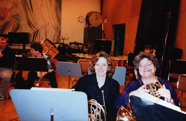 Michelle, around 1991, with Julie Landsman in the rehearsal room at the Met.