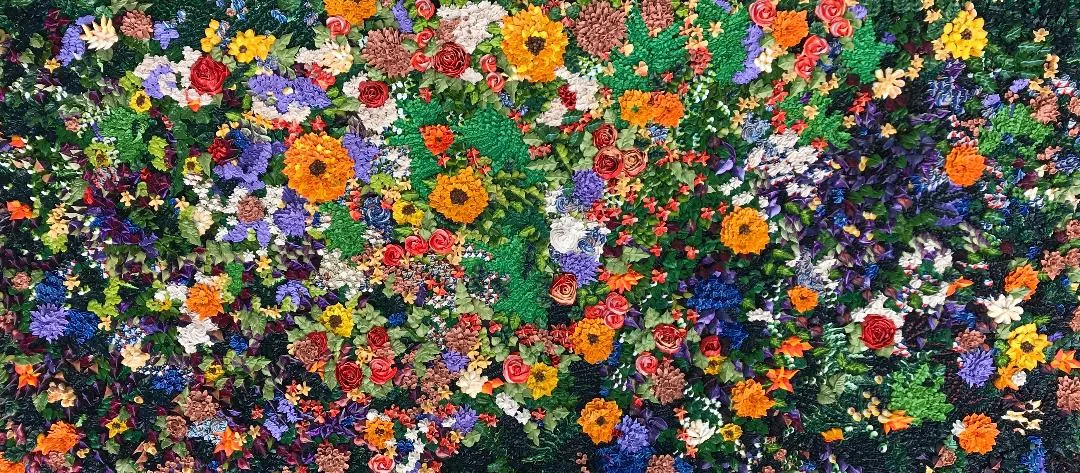 Top view of Chelsea’s flower painting