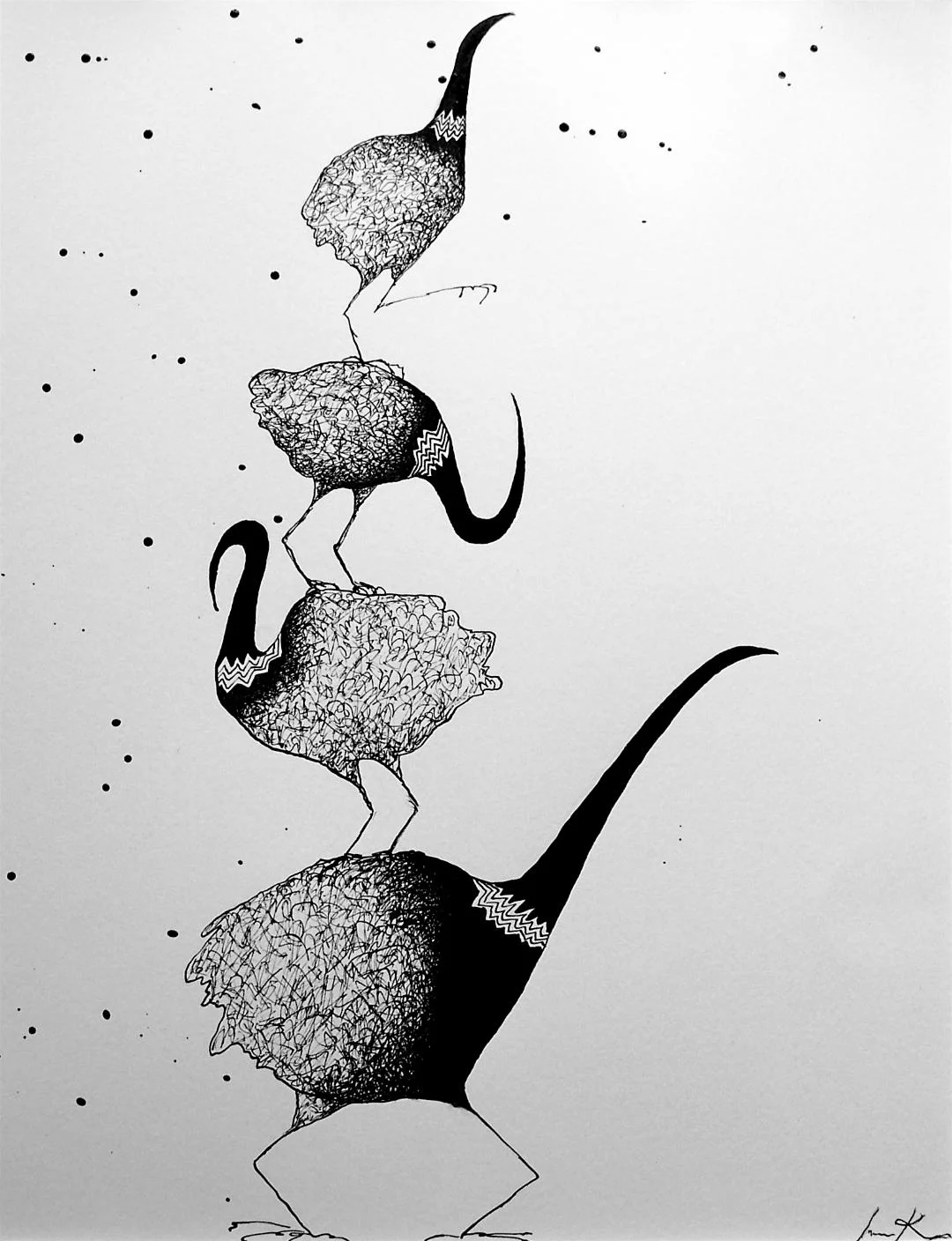 A pen and ink drawing, Kimu1, from a larger series