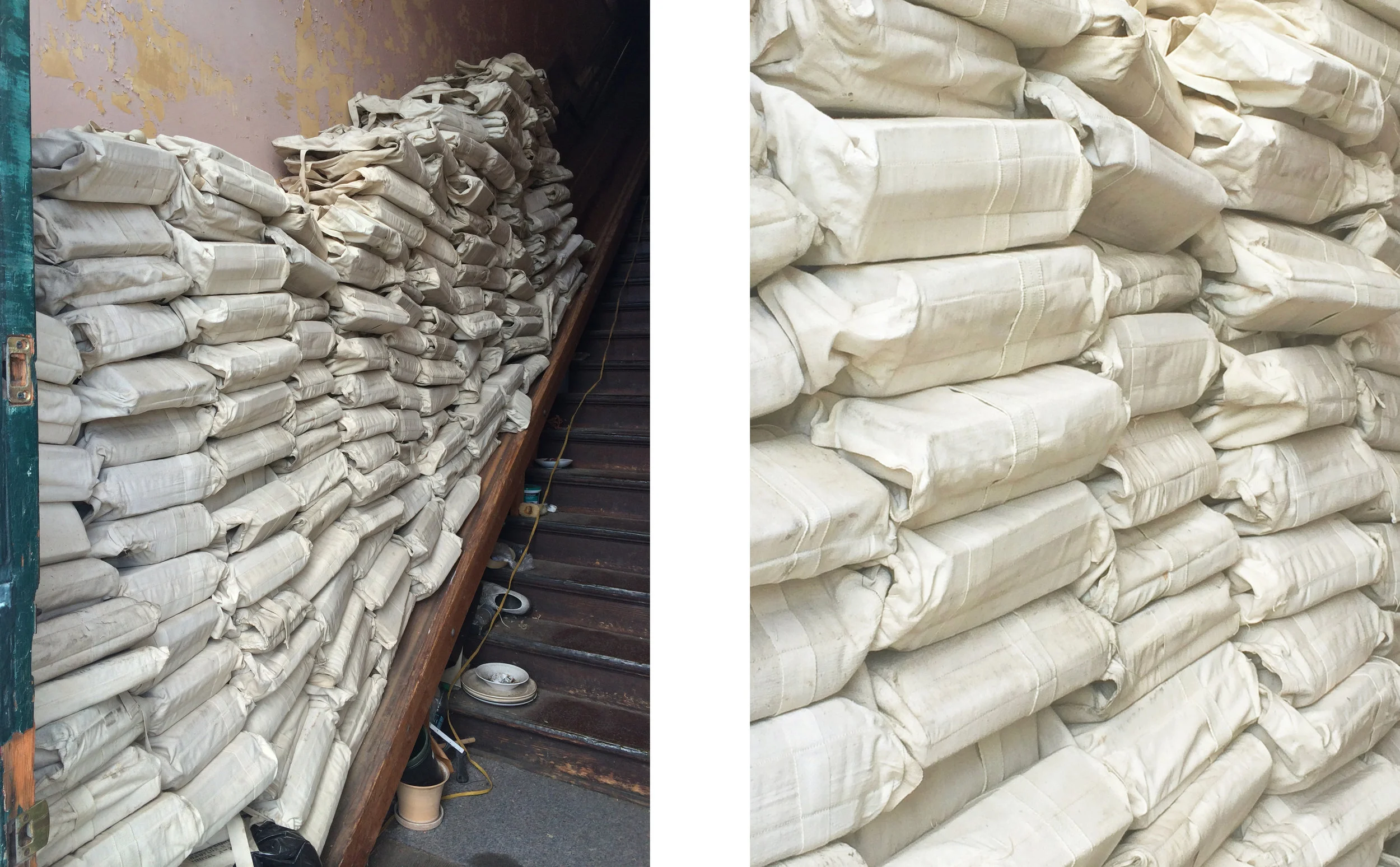 227 Life Preservers, stacked, 70” x 20’ x 20”, stairwell Anacortes Marine Supply