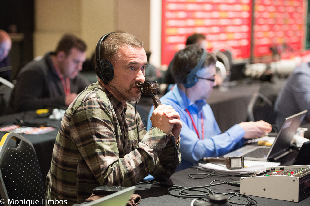 Stephen Hendry being interviewed by BBC Radio 5 Live