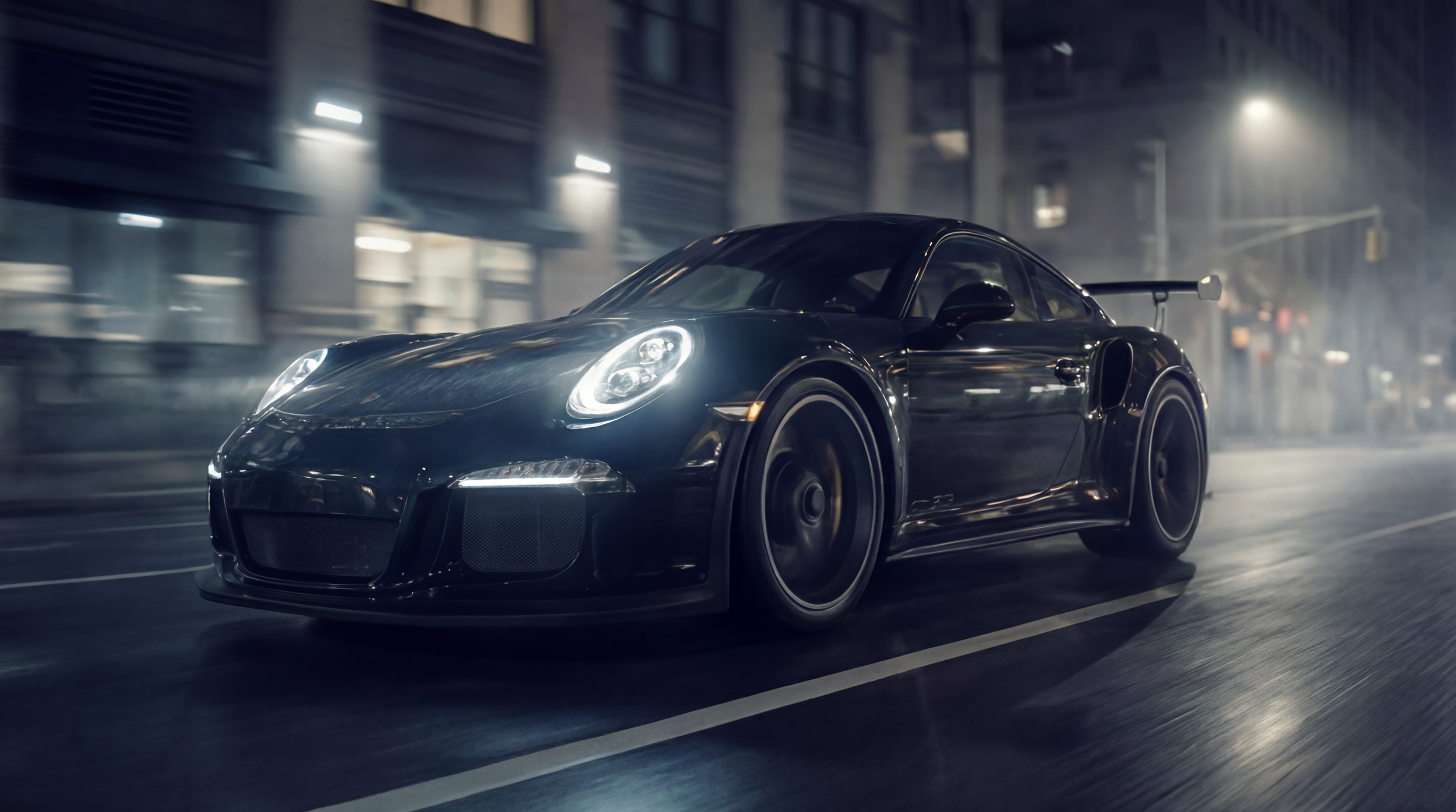 AI filmmaking urban luxury campaign New York City — 
Porsche GT2RS night editorial by Epic Minutes Studio