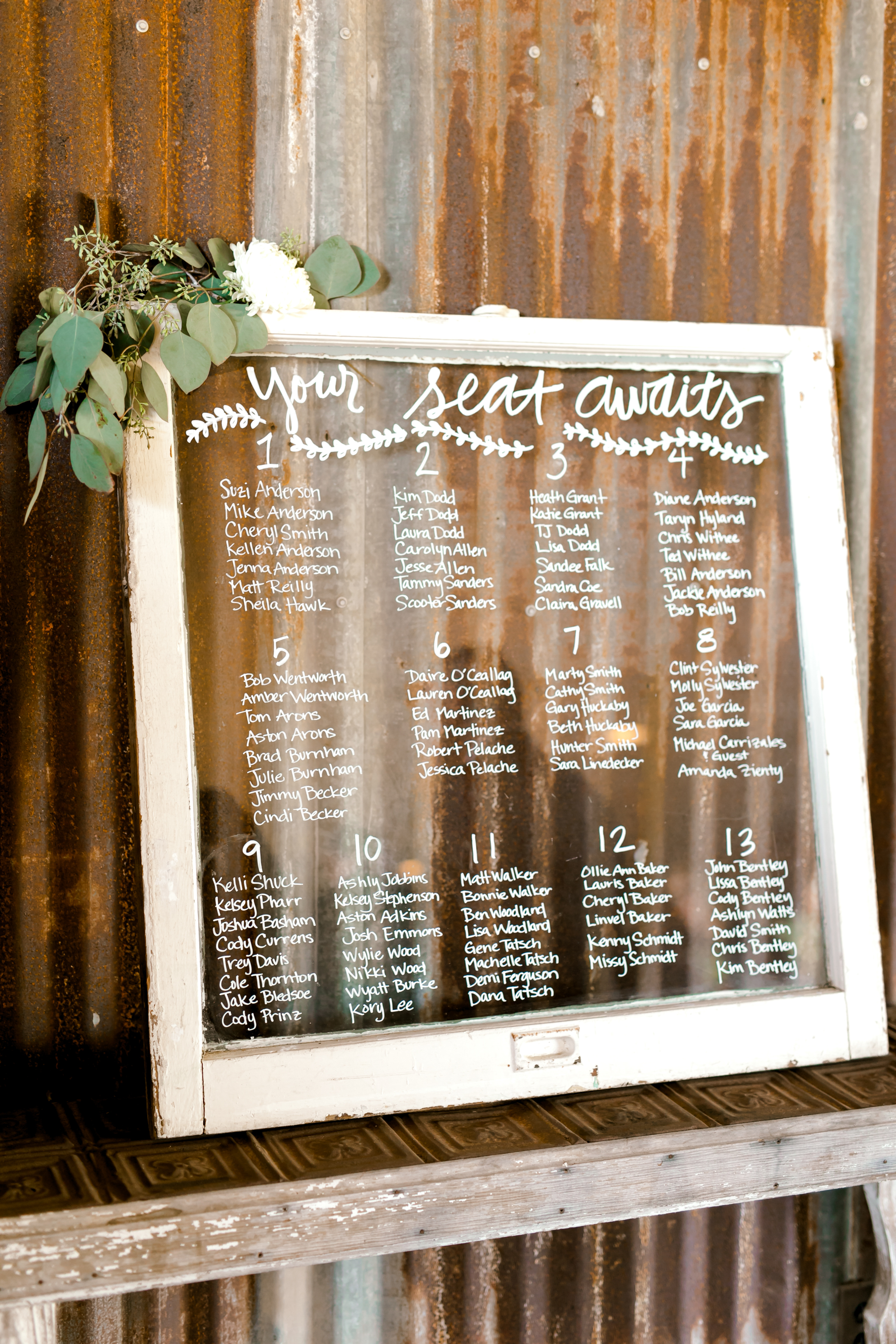  Petal Pushers is a premier wedding &amp; special event florist located just outside of Austin in Dripping Springs, Texas. Hill Country wedding venue, The Creek Haus, seat assignment wedding inspiration. 