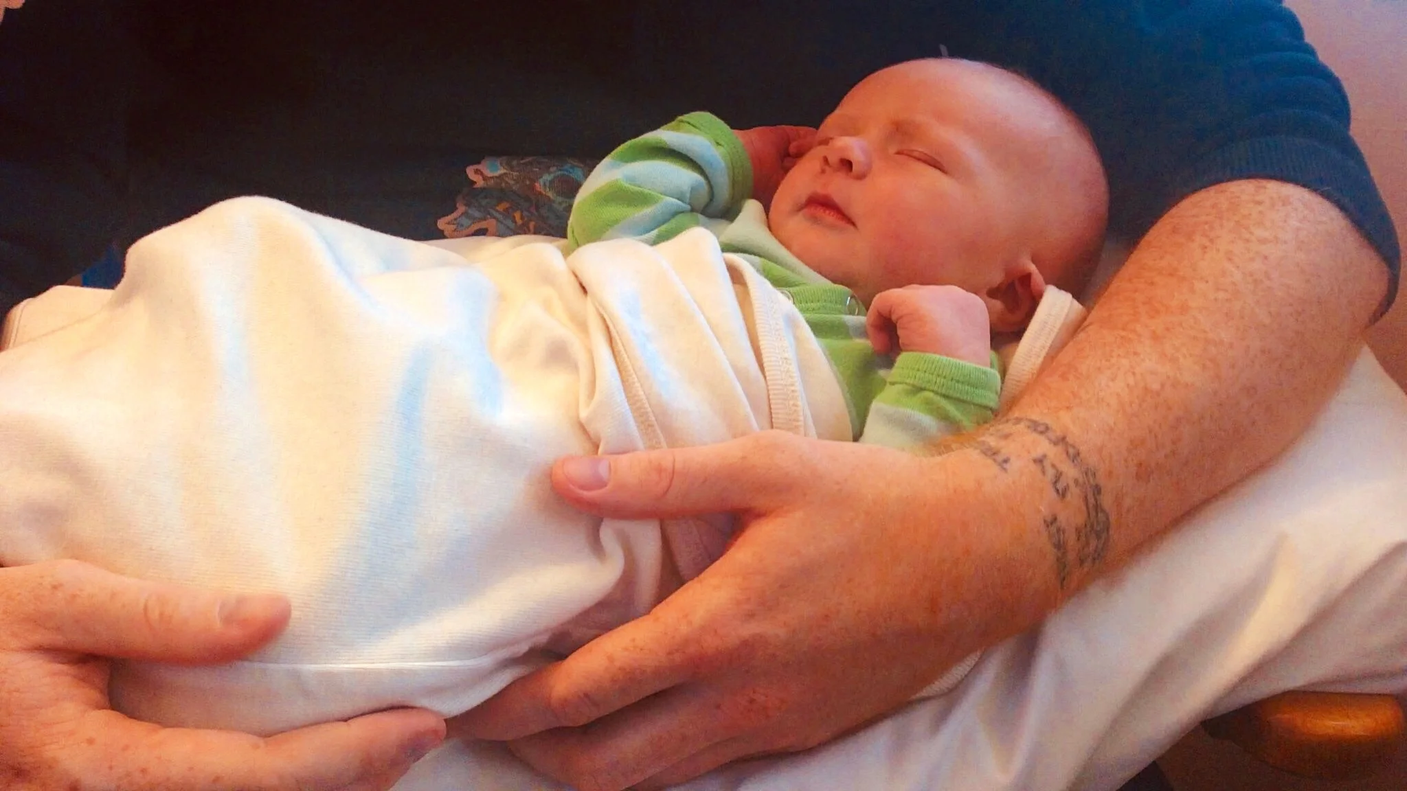 Me holding my son when he was new-born!