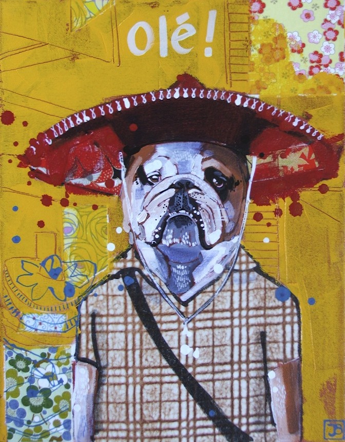 olé!, mixed media on canvas, 9x12(in)