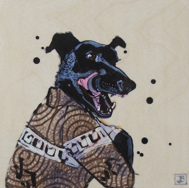 it was pretty tasty, mixed media on birch panel, 8x8 (in)