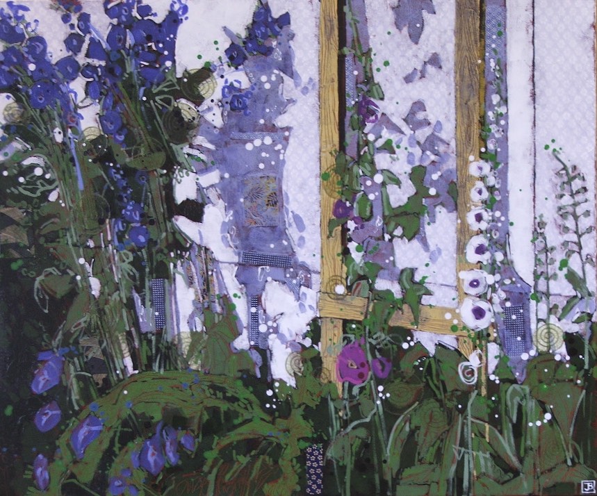 a bit of Amy's garden, mixed media on canvas, 30x36, $1620