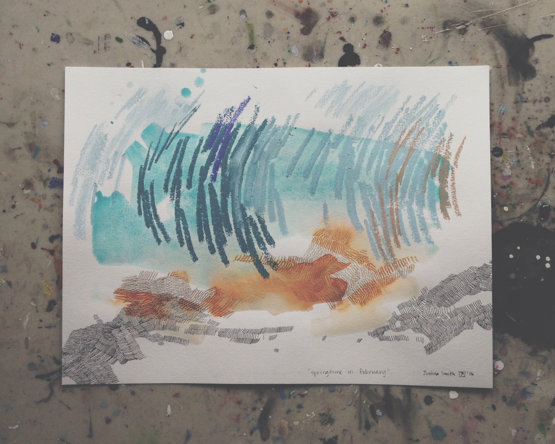 springtime in february, mixed media on paper, 12x16(in), $90 + tax