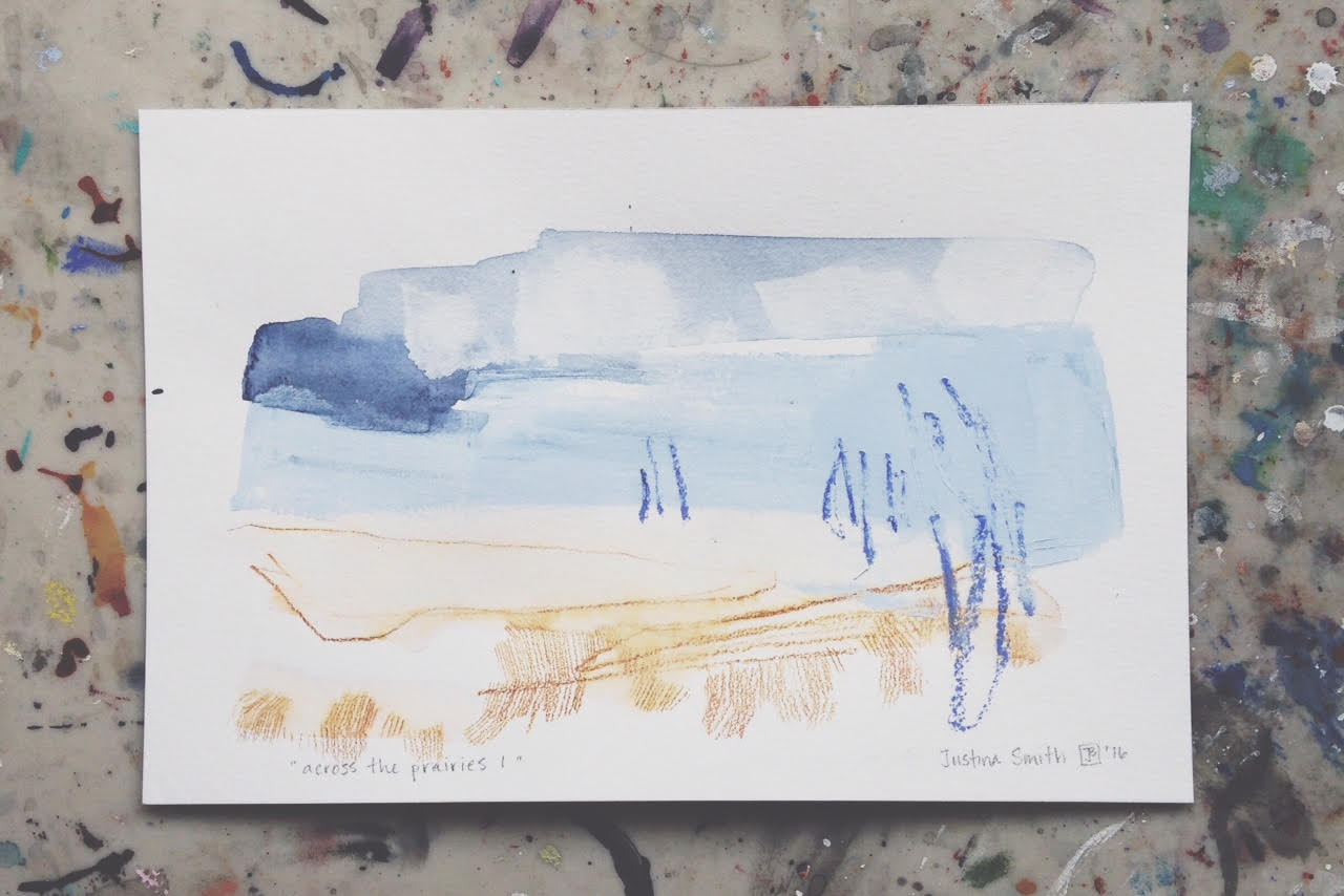 across the prairies I, mixed media on paper, 8x12(in), $50 + tax