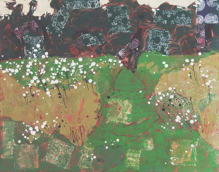 rodden meadow, frome UK, mixed media on canvas, 22" x 28", 2013
