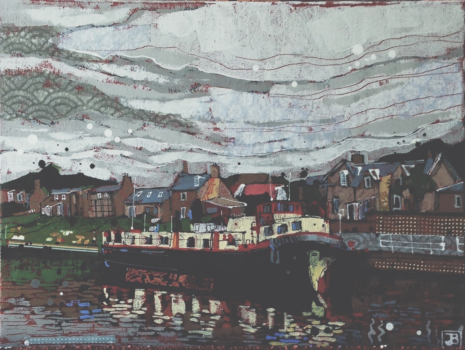 the Loch on the Caledonian Canal near Invernness, Scotland, mixed media on canvas, 12x16, 2016