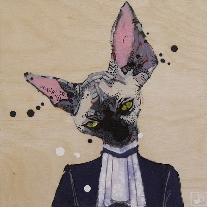 agnes, mixed media on wood panel