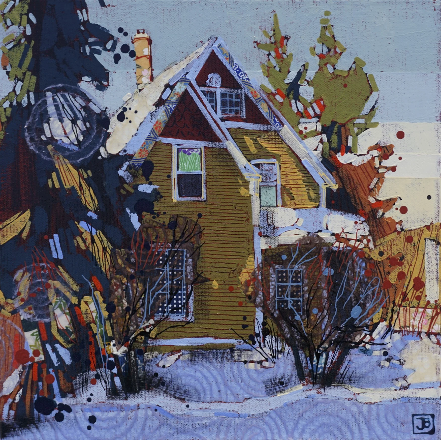 early winter afternoon IV, mixed media on canvas, 12x12(in), $250 + GST, 2018