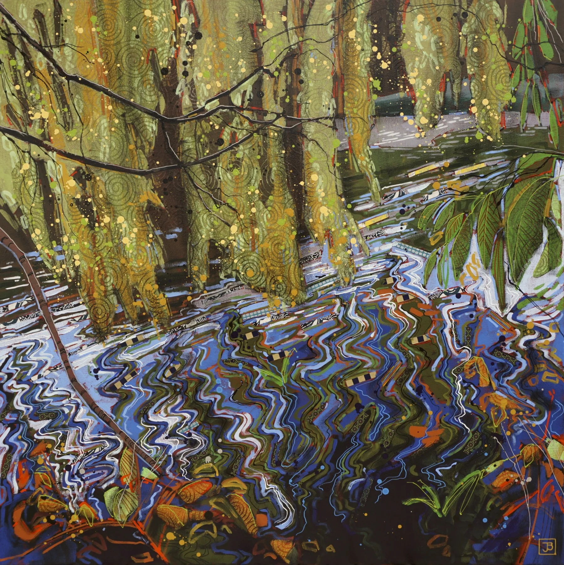 the pond, high park, TO, mixed media on canvas, 36x36(in), $2270 + GST, 2018