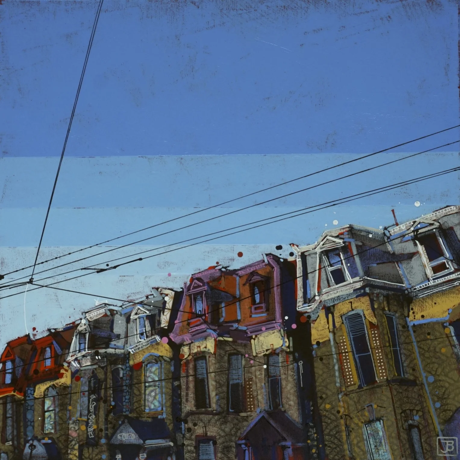 late afternoon, dundas street W, TO, mixed media on canvas, 18x18(in), $570 + GST, 2018