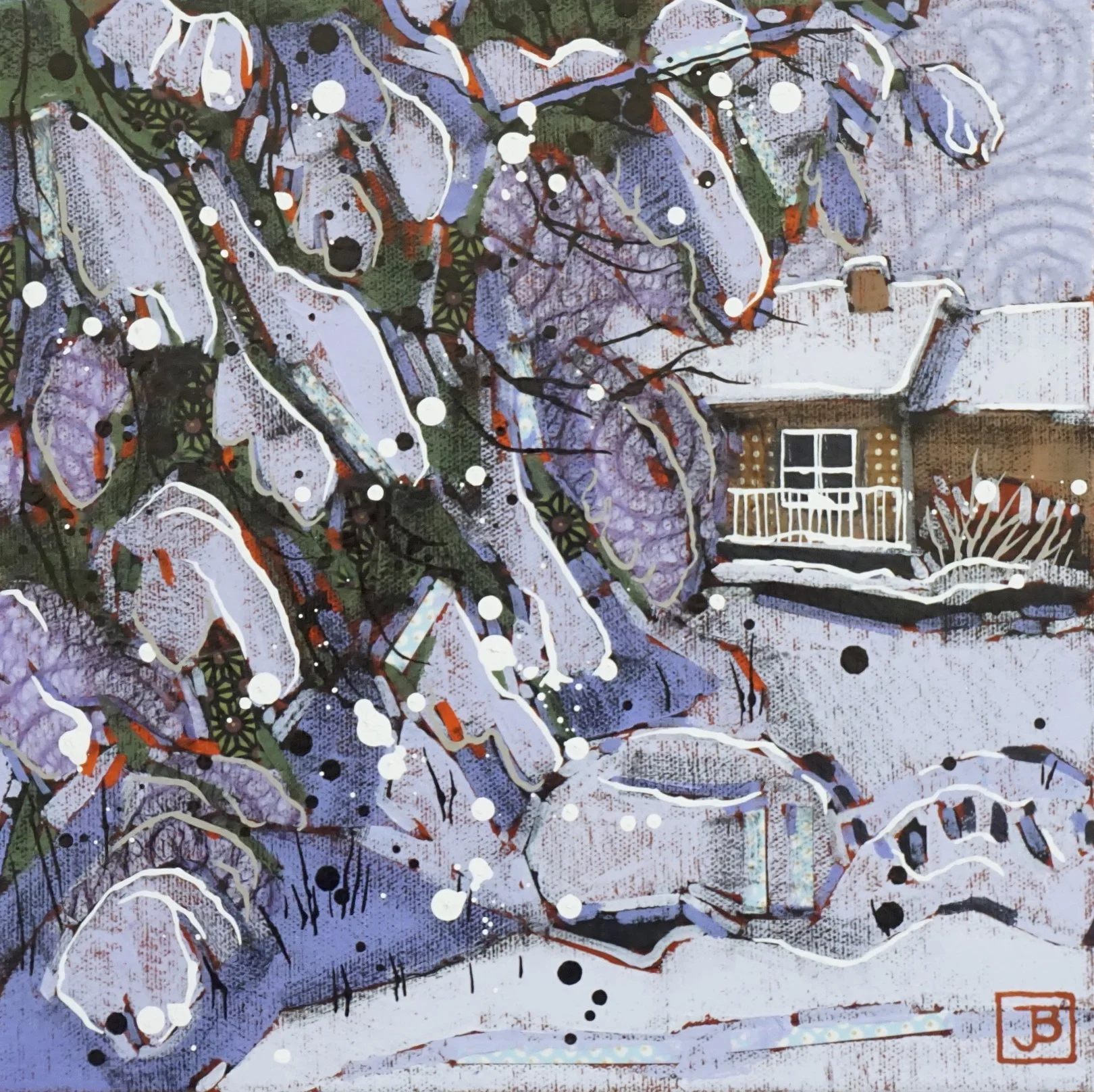early october snowfall II, mixed media on canvas, 10x10(in), SOLD , 2018