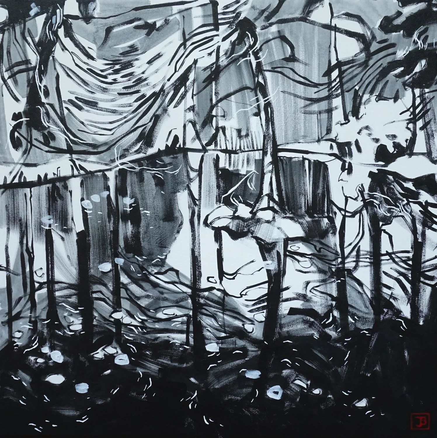 canopy & reflection, vandusen botanical garden, vancouver bc, acrylic on canvas, 20x20(in), $800 + GST, 2019