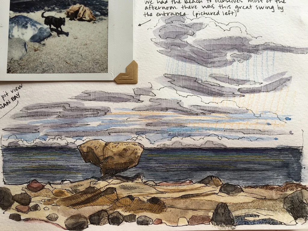 detail of balance rock sketch