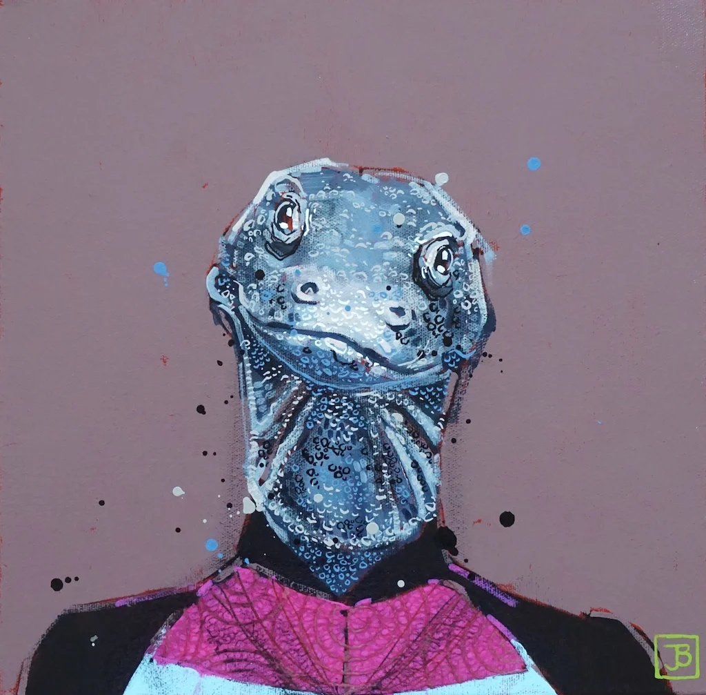 the (komodo) dragon, mixed media on canvas, 12x12(in), $290 + GST, 2019