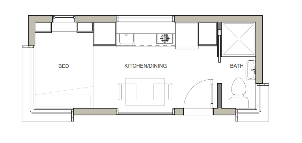 Main floor plan of the small Micro Home. 