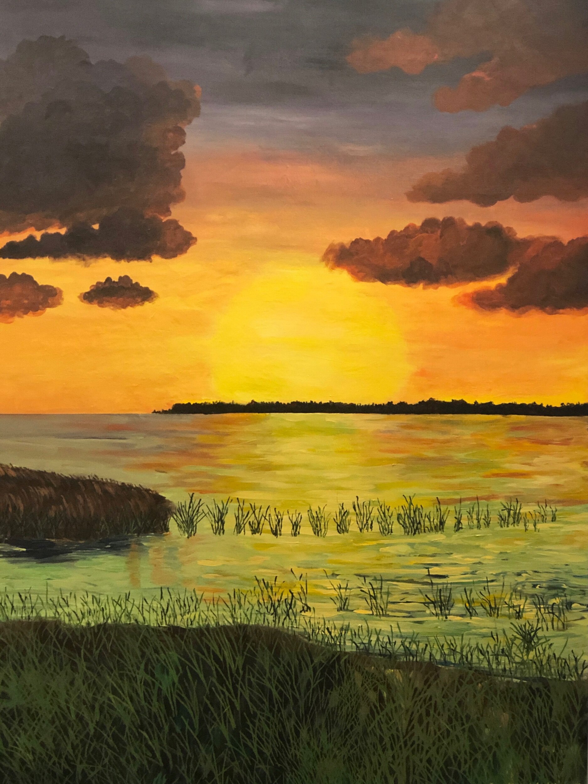 Sunset landscape painting