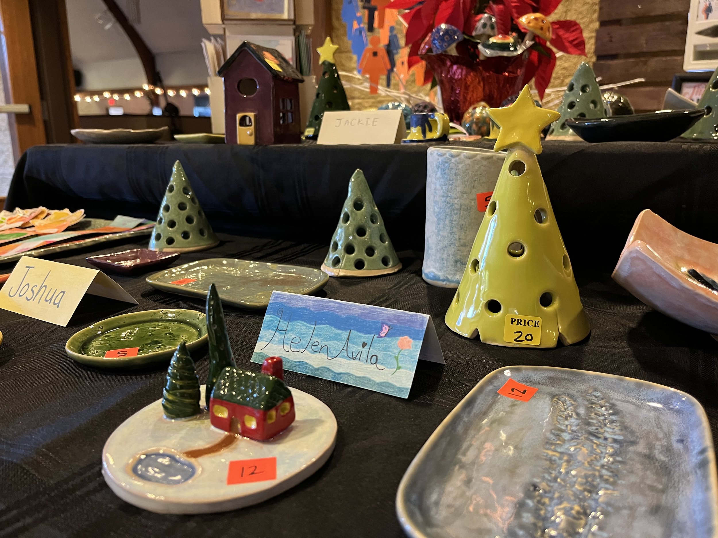  Creative Identity Anaheim participants artwork, including ceramics, being sold at the 27th Annual Winter Concert to attendees. 