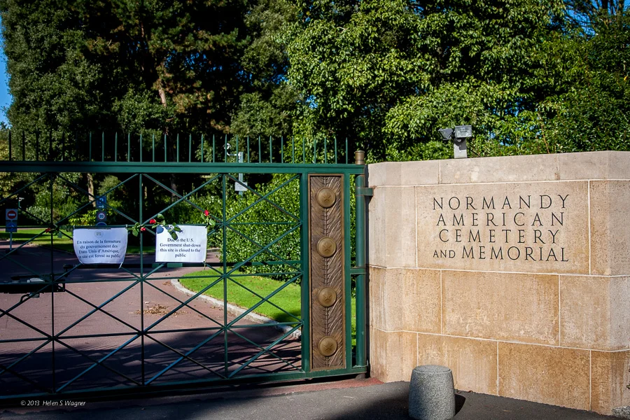 The Normandy American Cemetery and Memorial was closed to the public during our visit due to the U. S. government shutdown.