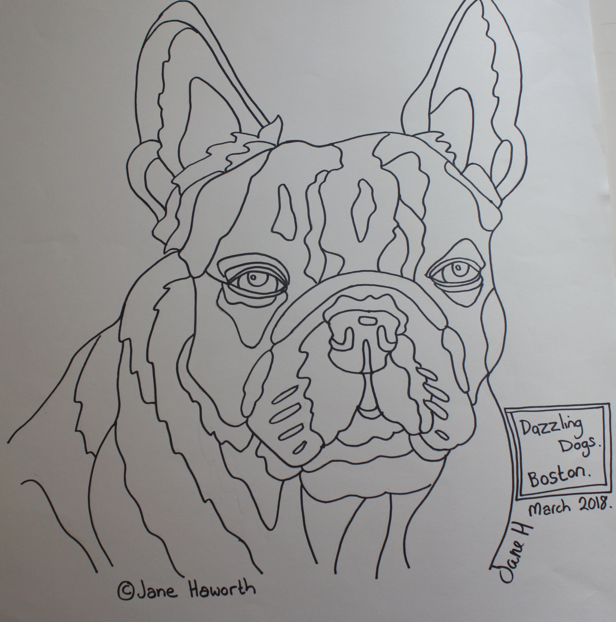 Boston Terrier paper pattern by janehaworth.com