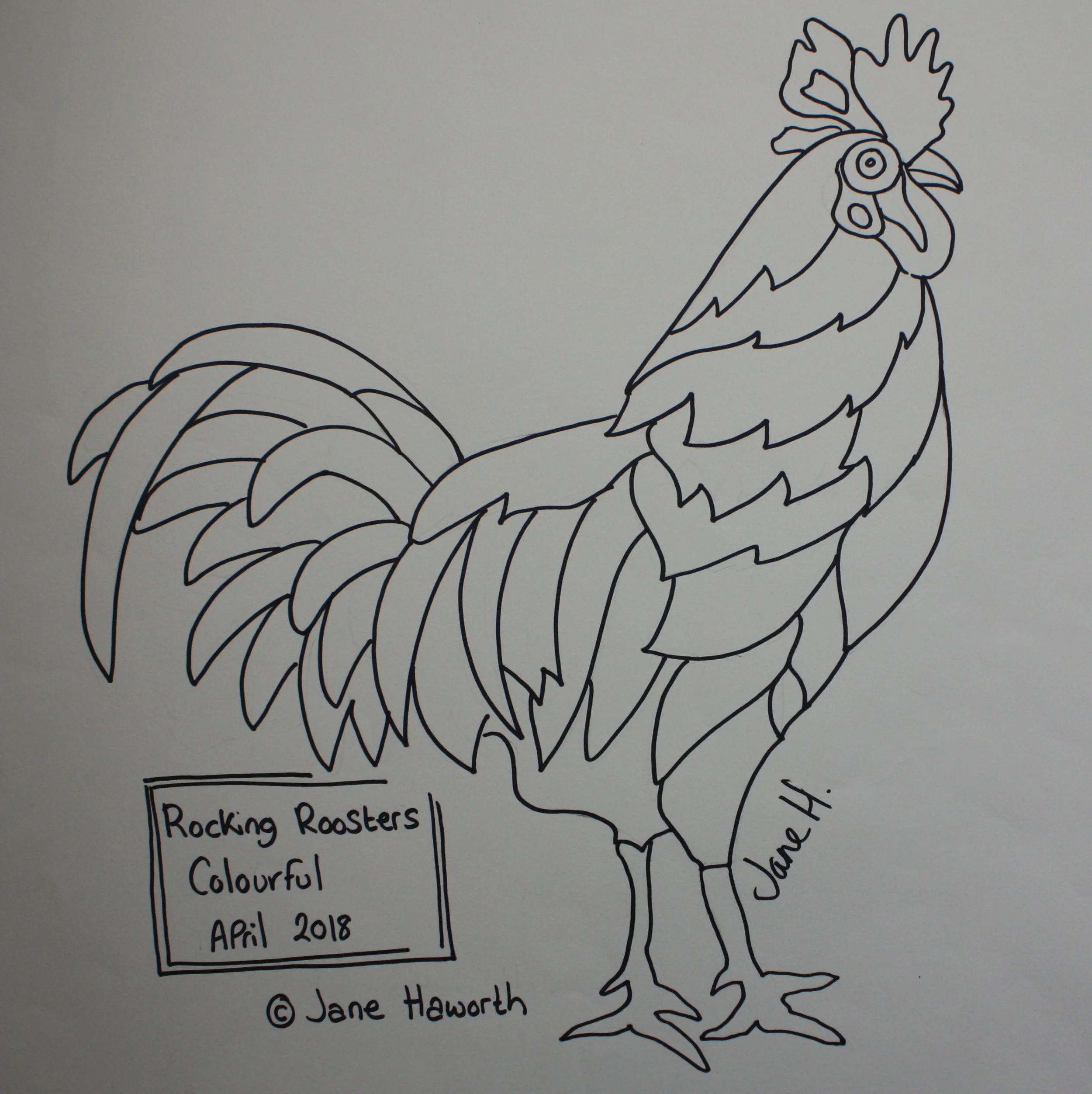 Colorful Rooster Pattern by janehaworth.com