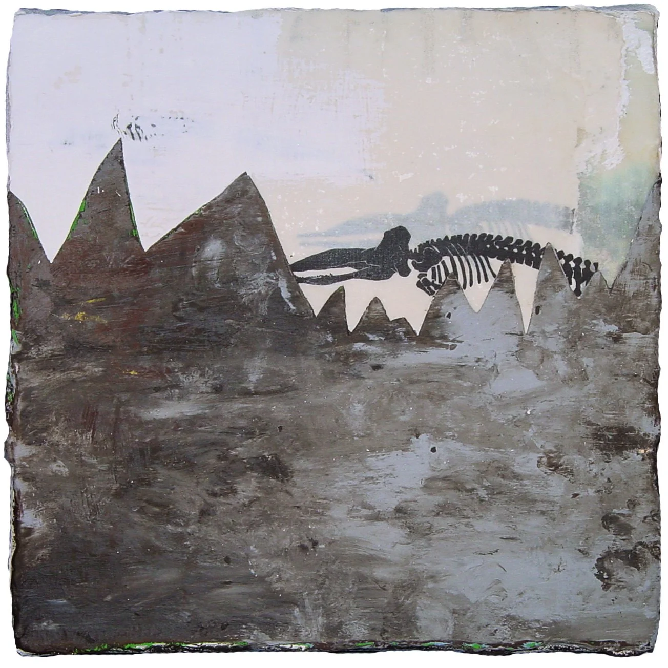  Great Sea Creatures & The Earth on the Back of the Giant Turtle  — acrylic, pigment transfer on canvas, 10 x 10 inches, 2007