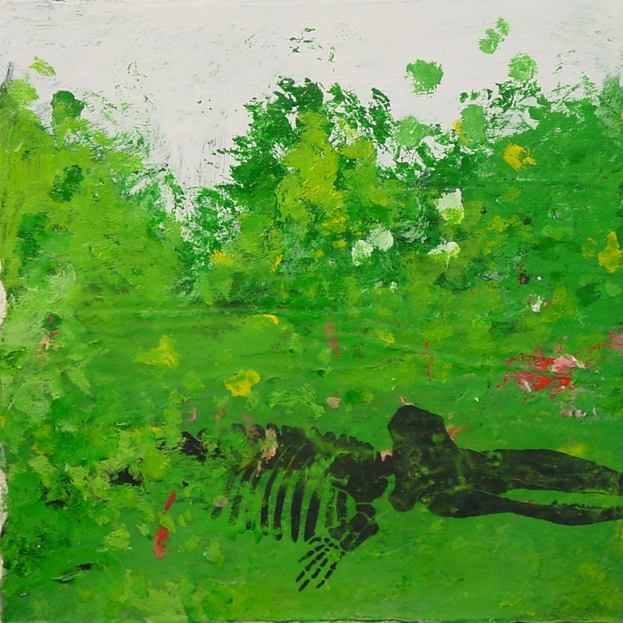  If Conditions Change, then Less Environmental Specialization Favors Survival of the Organism  — acrylic, pigment transfer on canvas, 10 x 10 inches, 2004
