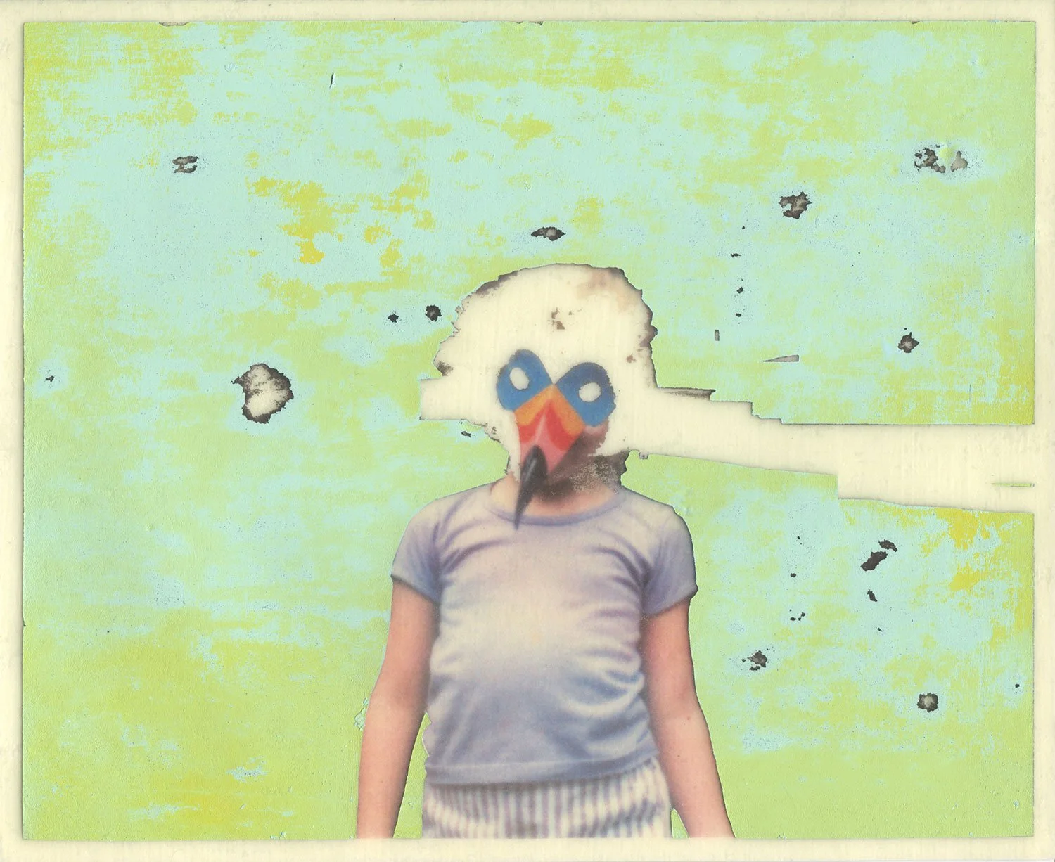  Toucan Sam  — acrylic, pigment transfer on paper, 8 x 10 inches, 2019