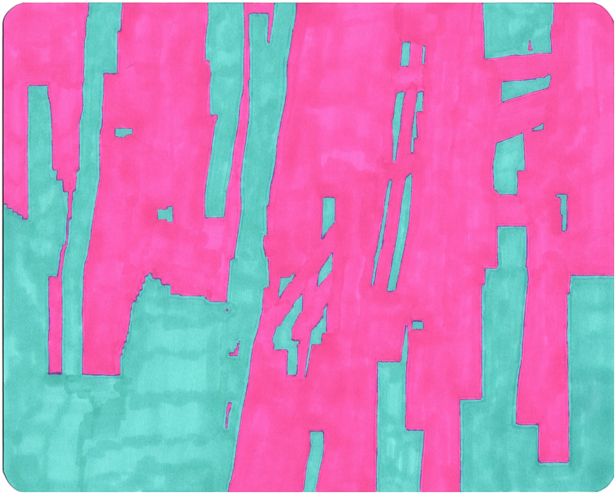  FF66CC & 66CCCC  — permanent marker on paper, 8 x 10 inches, 2010