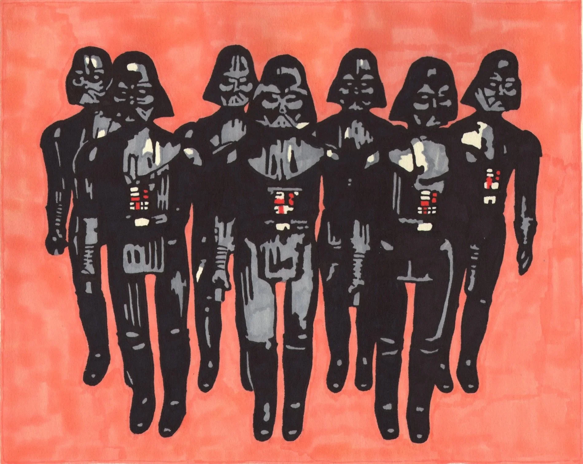  Darth Vaders  — permanent marker on paper, 8 × 10 inches, 2014