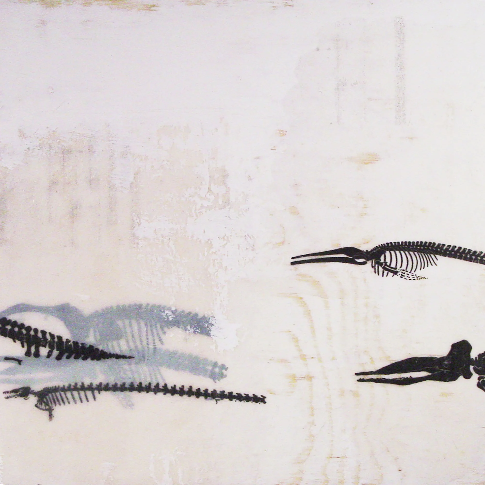  At Sea Level, the Atmosphere Presses the Earth's Surface at 14.7 Pounds Per Square Inch  — acrylic, pigment transfer on wood panel, 10 x 10 inches, 2006