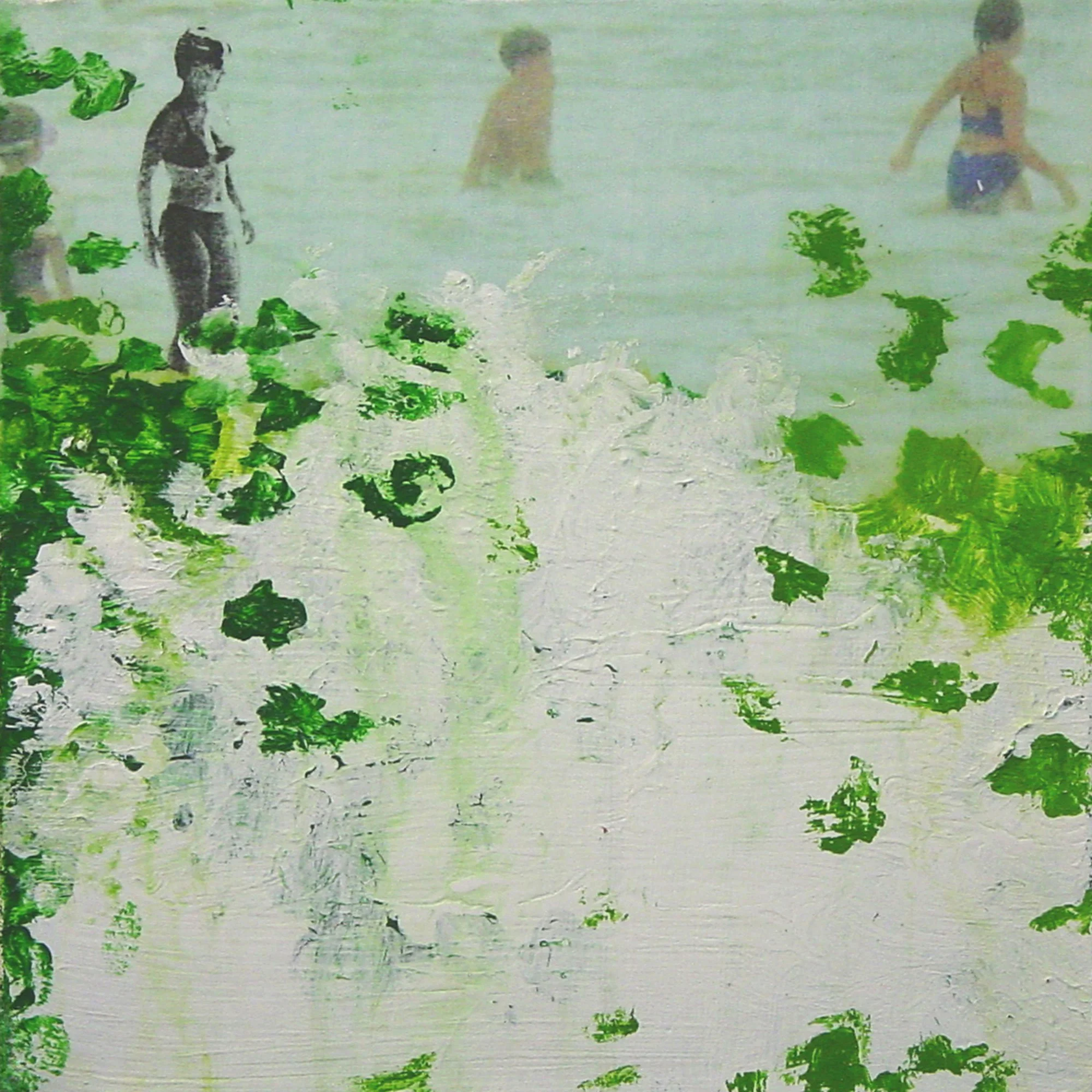  Trees Evolved 100 Million Years After the First Land Plants Began to Emerge from Their Oceanic Origins  — acrylic, pigment transfer on canvas, 10 x 10 inches, 2004