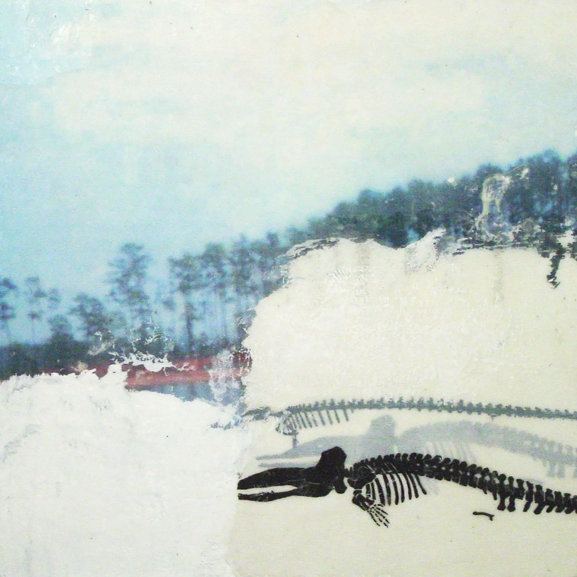  At Sea Level, the Atmosphere Presses the Earth's Surface at 14.7 Pounds Per Square Inch  — acrylic, pigment transfer on canvas, 10 x 10 inches, 2006