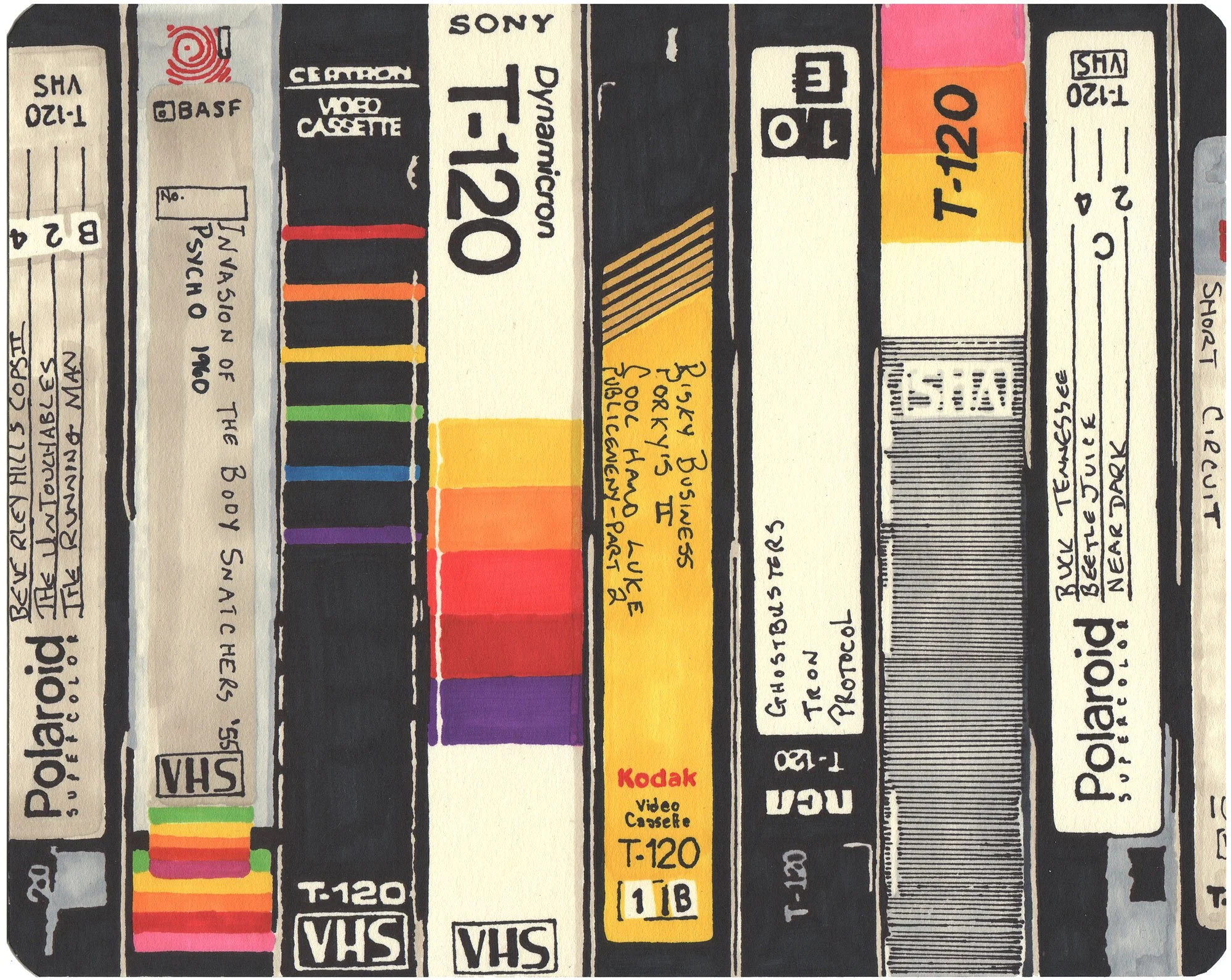  VHS  — permanent marker on paper, 8 x 10 inches, 2009